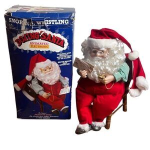 Vintage Telco Motionettes Dozing Santa Animated Snoring Christmas Display In Box